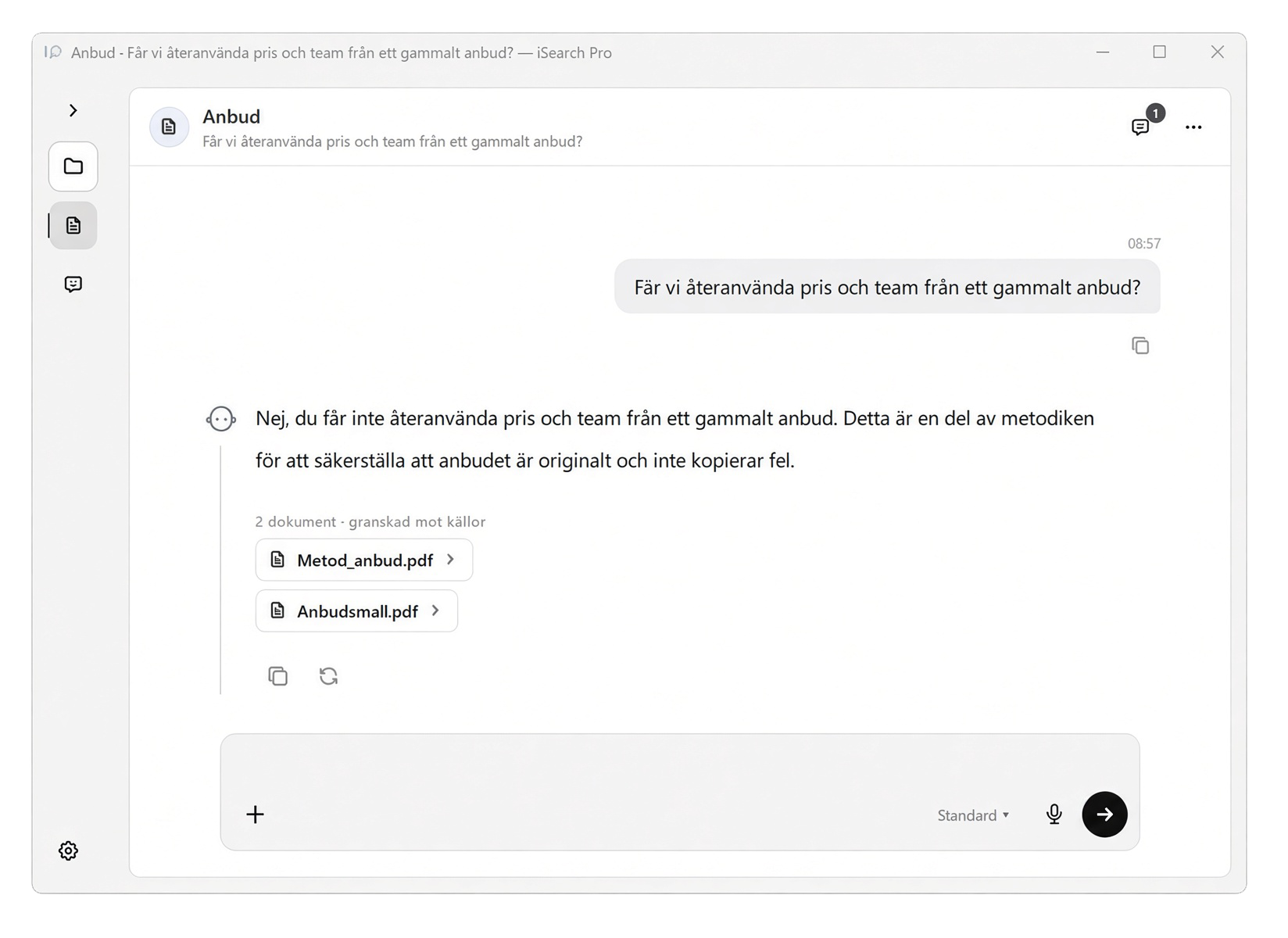 Anbudsassistenten i iSearch